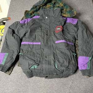 Vintage Windbreaker Expedition Hooded Winter Jacket Black Purple 90s Gorpcore